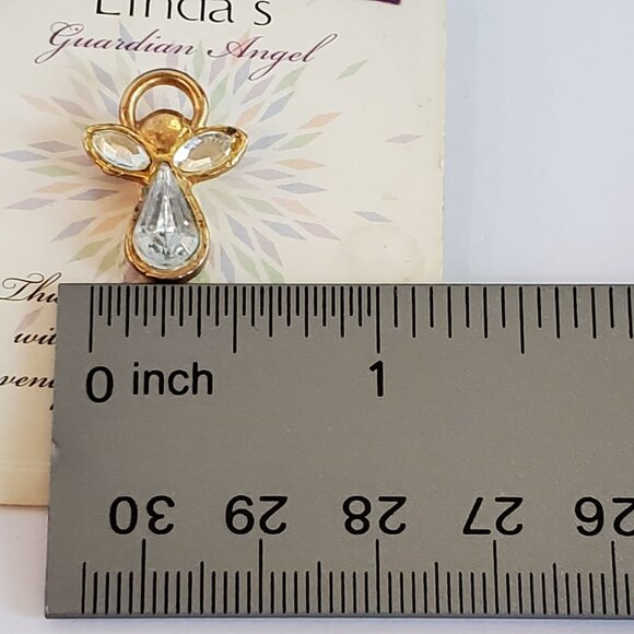 Vintage Russ Berrie Linda's Guardian Angel Lapel Brooch Pin Gold Tone - Picture 3 of 6
